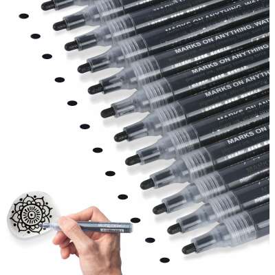 12pcs Custom Premium Water Based Black Acrylic Paint Marker Pens Sets for Rocks