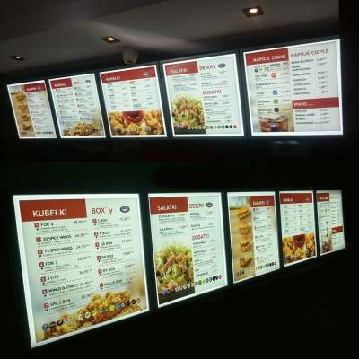 Custom Aluminium Illuminated Menu Lightbox Signs Frames